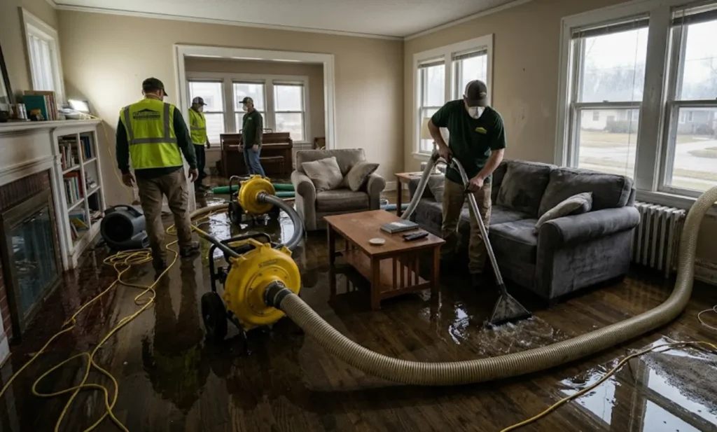 Flood cleanup Peoria IL professional water extraction crew