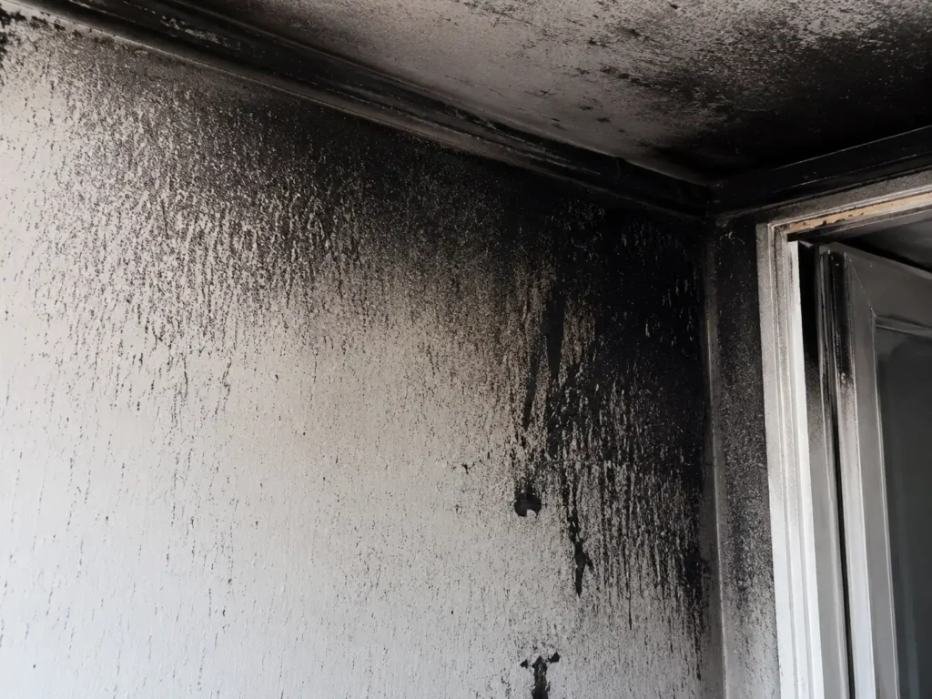 Soot damage removal smoke odor Peoria IL wall residue