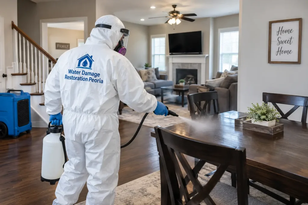 Disinfection services Peoria IL professional technician PPE